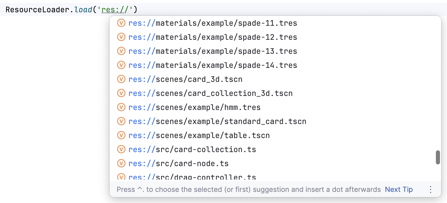 Resource Loader load auto complete