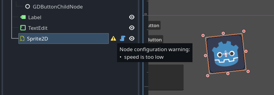 show warnings on node